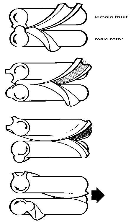 không khí bị kẹt giữa các rotor trong máy nén trục vít