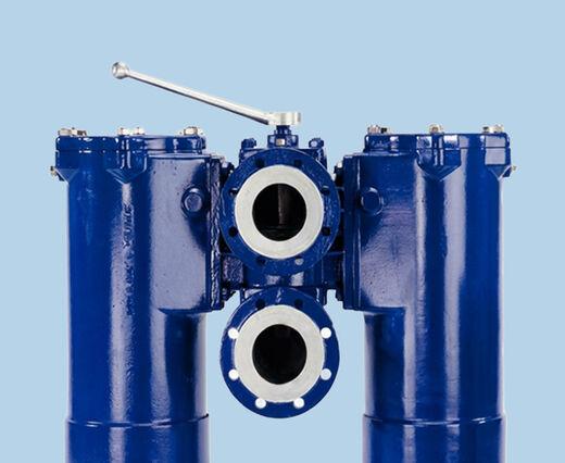 Bộ lọc kép duplex thân gang van cắm lưu lượng lớn BOLLFILTER Duplex Type 2.05.5